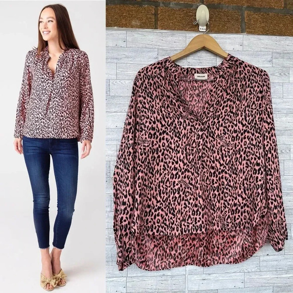 ZADIG&VOLTAIRE  Tink Squeleton Leopard Print Silk Blend Blouse - Rose medium - Picture 1 of 17